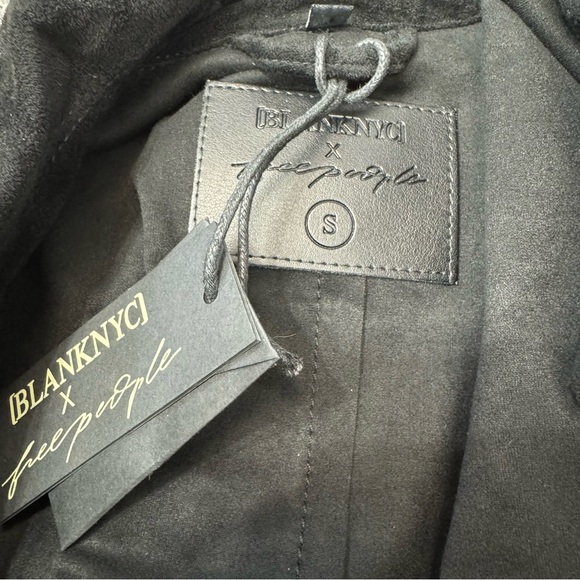 Free People x Blank NYC Vegan Suede Trench Coat Button Front Black Size Small - Picture 11 of 16